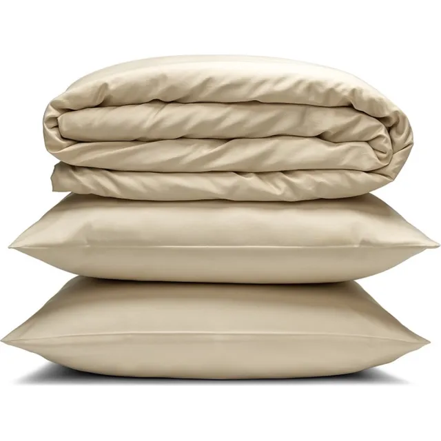 Yodormi Dekbedovertrek - 100% biologisch katoen - Satijnweving - Premium enkeldraads - Knoopsluiting - Beige - 200x220