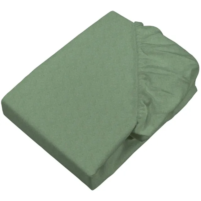 Sleepling hoeslaken van fijn flanel | katoenen laken met rondom elastiek | voor matrassen tot 23 cm hoog | Made in Germany | wasbaar op 60 graden | saliegroen
