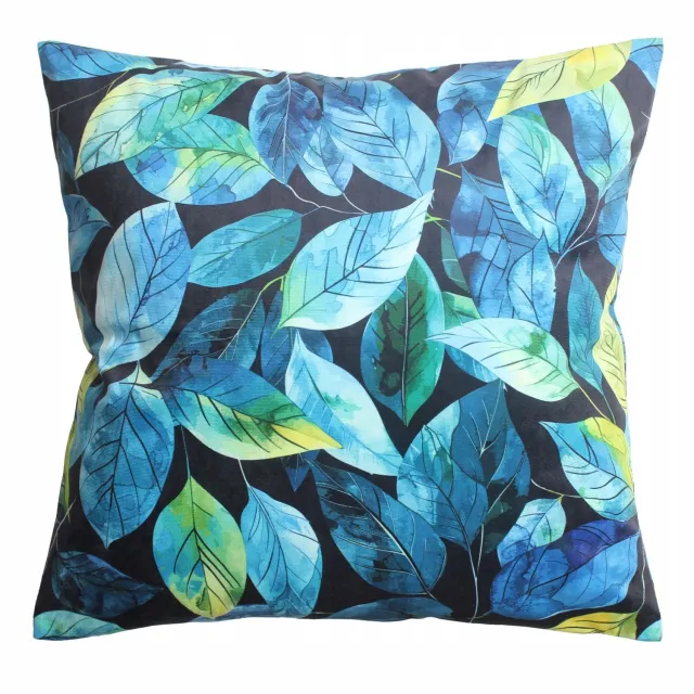 Splendid Decoratieve Kussenhoes Welvet Bladeren 45x45cm Dubbelzijdig Blauw Groen