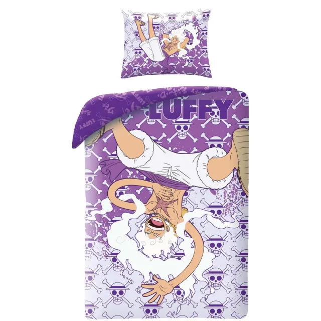 One Piece Dekbedovertrek Luffy - 140 x 200 + 70 x 90 cm - Polyester Paars