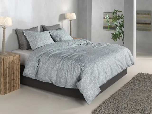 Zohome Dekbedovertrek Petali di Lino - Deken - Dekbed - Blauw - 100% Katoen - Bloemen - 1 sloop 60/70 cm di Lino Denim