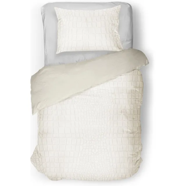 Eleganzzz Dekbedovertrek Micro Mink Crocodile - Dekbedovertrek 140x200/220cm - Off White - Velvet Dekbedovertrek - Dierenprint Dekbedovertrek - Effen Dekbedovertrek Crocodile Ivoor
