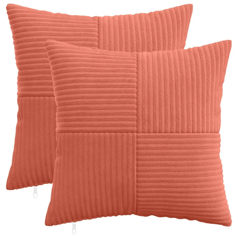 vidaXL Kussensloop 2 st ALMELO Rood-oranje 30 x 30 cm corduroy, foto 3