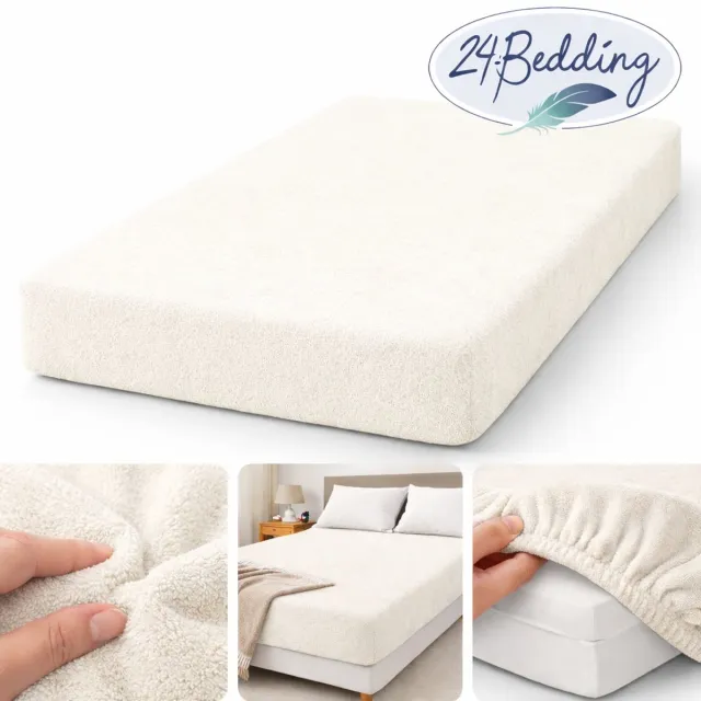 24-Bedding 2 stuks !! - Badstof Hoeslaken - Extra Zwaar - 180 gr/m2 - 80x220 cm - Beige - 30 cm