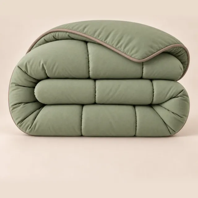 Y-not® YNOT Uni Dekbed Groen met bies taupe - 240x200 - Lits-jumeaux - Dekbed Zonder Overtrek - Wasbaar Hoesloos Dekbed - 30 dagen proefslapen - Dekbed met vaste overtrek Groen/Taupe