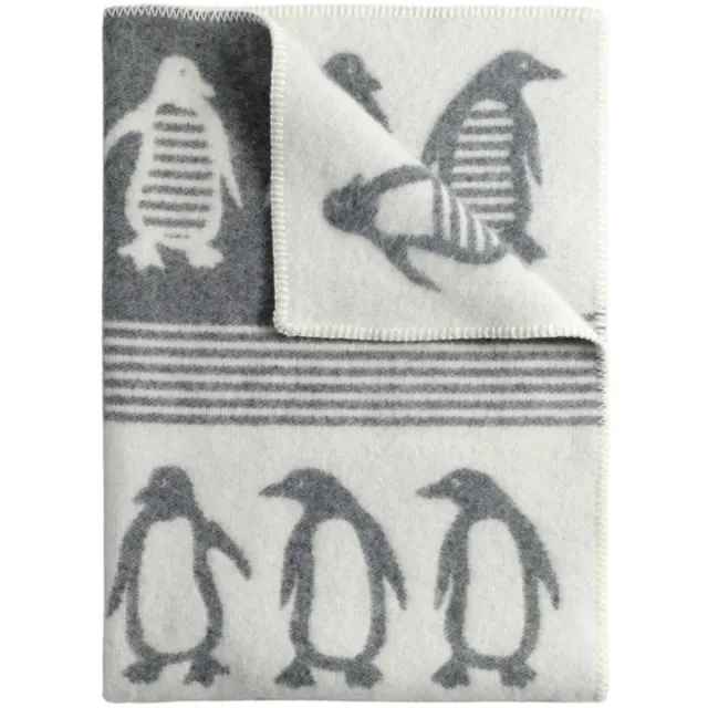JJ Textile Wollen Kinderdeken - PENGUIN (Grijs) 90x130cm Grijs (PENGUIN)