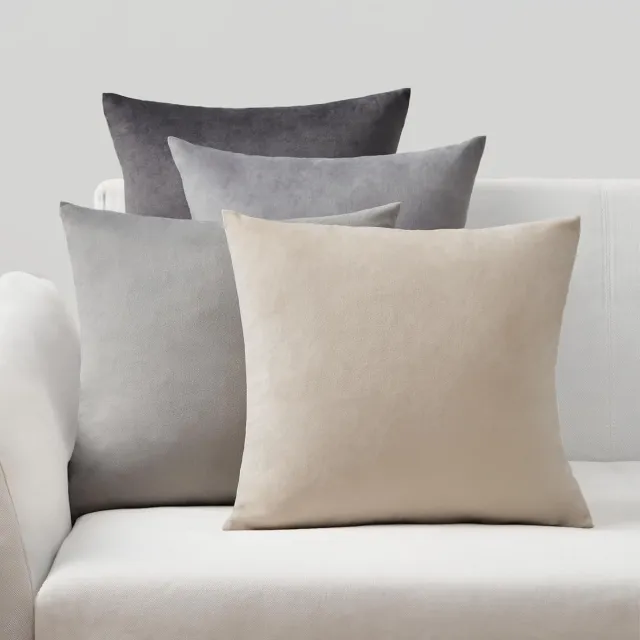Ibenzoa Premium Fluweel Kussensloop Set - 60x60cm - 4 Stuks - Zachte Kleurverloop grijs