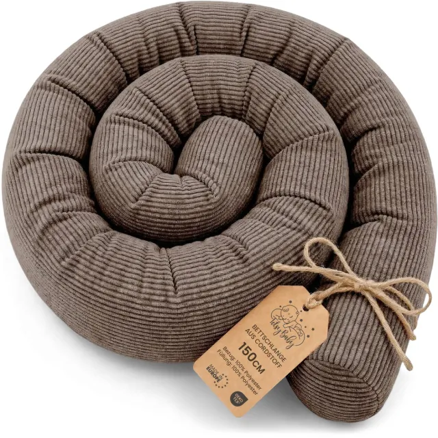 Totsy baby Zijslaper kussen Lichaamskussen 150 cm Corduroy - Lang kussen bed rol slaapkussen nek rol Decoratie voor kinderkamer Oeko-Tex certificaat Bruin B