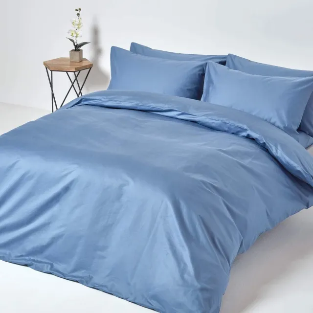 Unyqoos Luxe tweedelige beddengoedset van Egyptisch katoen in elegante blauwe kleur