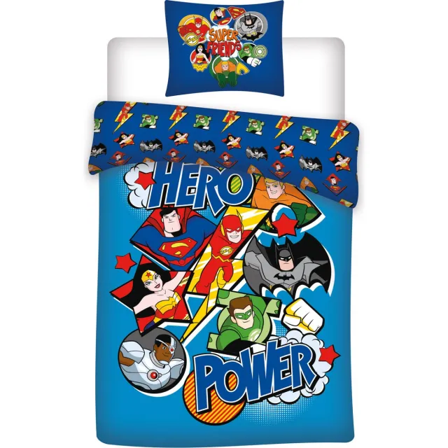 DC Comics Dekbedovertrek Super Friends 140 x 200 cm - 65 x 65 cm - katoen Zwart