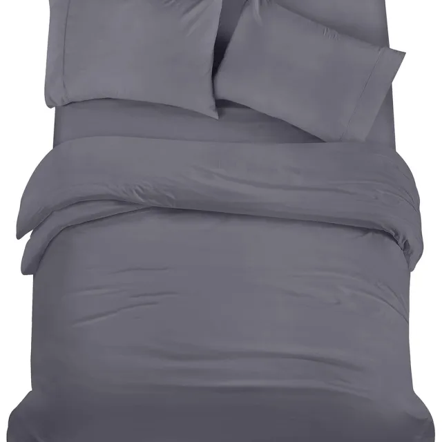 Famanu Beddengoedset 220x230 cm, geborstelde microvezel, hoeslaken 150x200 cm + 2 kussenslopen, zacht en onderhoudsvriendelijk – Grijs