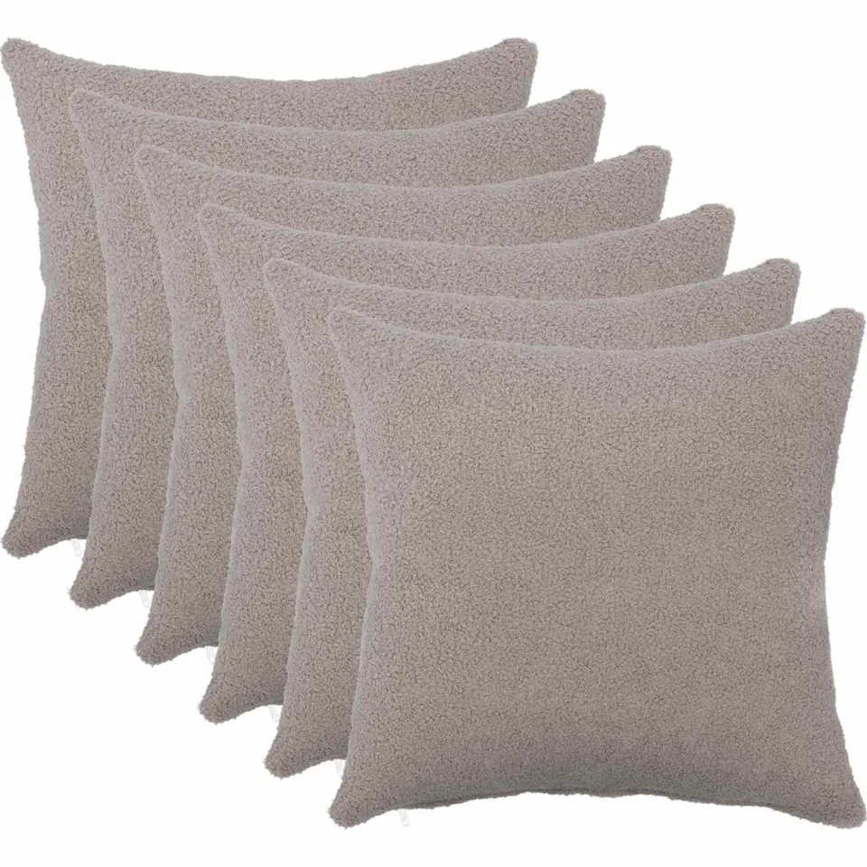 vidaXL Kussensloop 6 st HEERLEN Lichtgrijs 30 x 30 cm Bouclé