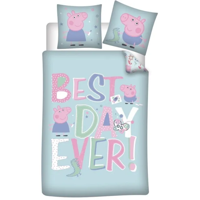 Peppa Pig Dekbedovertrek Best Day - 140 x 200 + 63 x 63 cm - Polyester Blauw