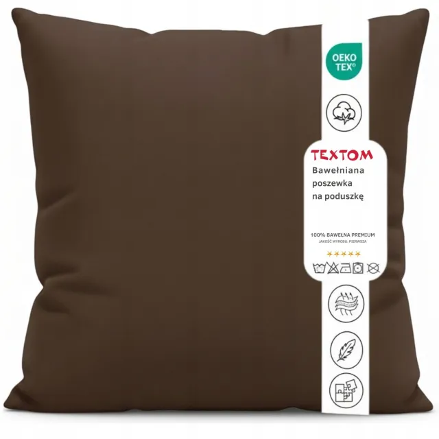 Textom Kussenhoes 40x40 cm Katoen Glad Chocoladebruin - OEKO-TEX