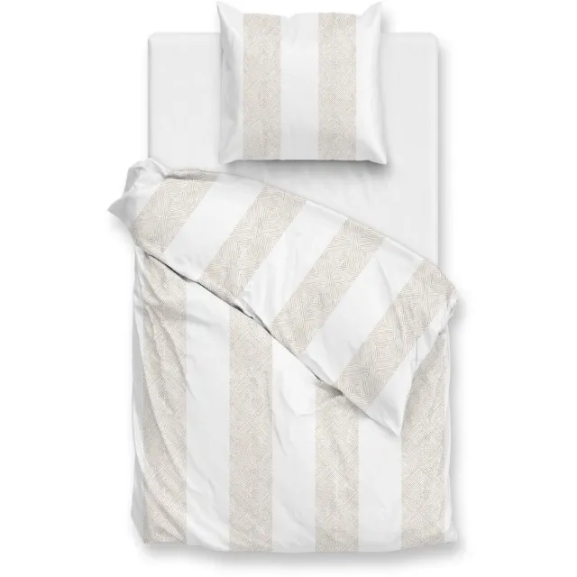 Zohome Dekbedovertrek Tratti di Satinado - Deken - Dekbed - Beige - 100% Katoen-Satijn - Strepen - 1 sloop 60/70 cm