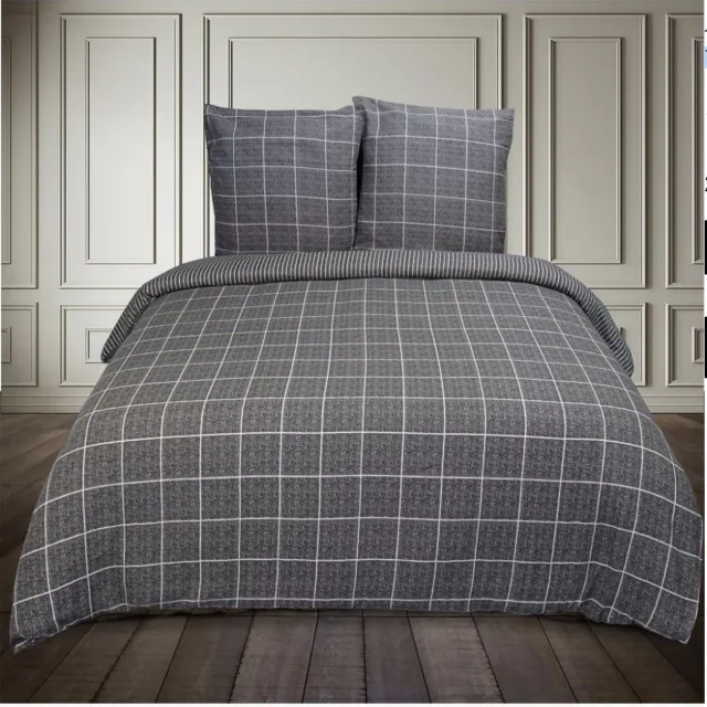 Better Nights Luxe Katoen Flanel dekbedovertrek Noche Anthracite antraciet