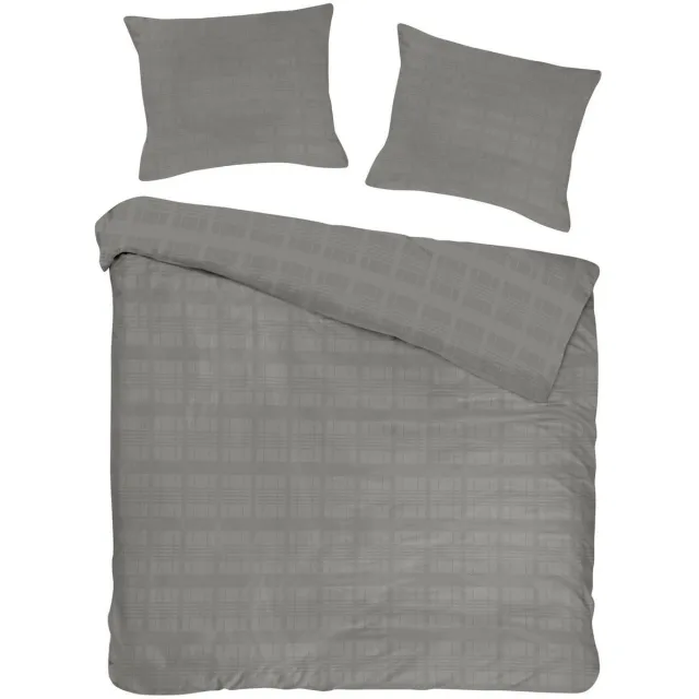 Darymex Luxe Mako-Satijn Dekbedovertrek Marsela – 180x200 cm – Grijs Ruit – 100% Katoen – Darymex