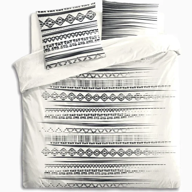 Atmosphera Créateur d'intérieur® Atmosphera Dekbeddenset 3-delige beddenset 220x240cm - Dekbedovertrek set met 2 kussenslopen - Etnik Noir et blanc