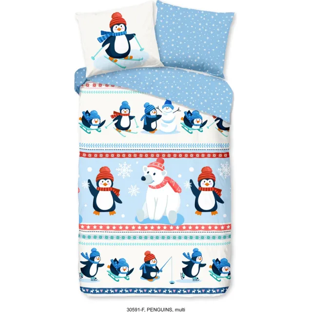 Good Morning dekbedovertrek pinguins - Multi - 100% Katoen flanel