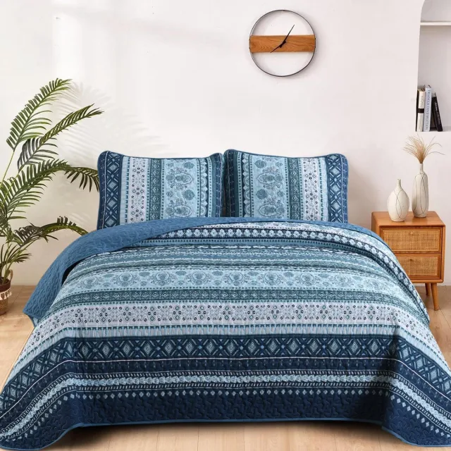 Unyqoos Charmante Marineblauwe Boho-Stijl Bedsprei Set met Kussenslopen voor Slaapkamerdecoratie Boho Marineblauw
