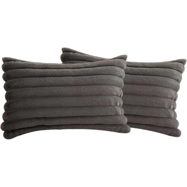 Wishdor Sierkussenhoezen 30x50 cm Set van 2 - Kussenhoes met Kwastjes - Zacht Pluche & Fluweel - Verborgen Rits - Voor Bank & Woonkamer - Grijs Gevorderd grijs