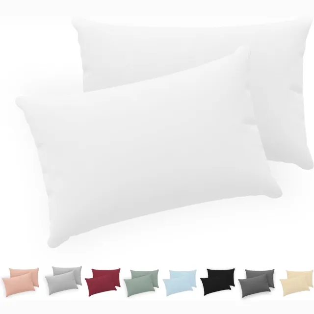 Famanu Kussensloop (Set van 2) - 100% Katoen Jersey 150 - Wit - Kussensloop - Kussenhoes met ritssluiting - Oeko - Tex gecertificeerd White
