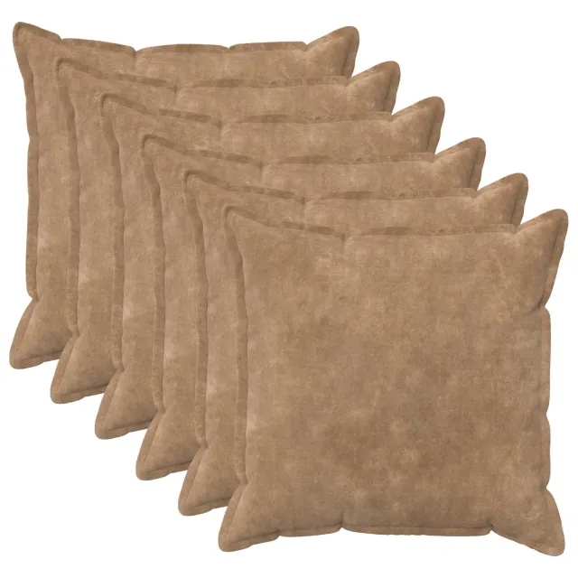 vidaXL Kussensloop 6 st HOUTEN Taupe 80 x 80 cm Microfiber Fleece