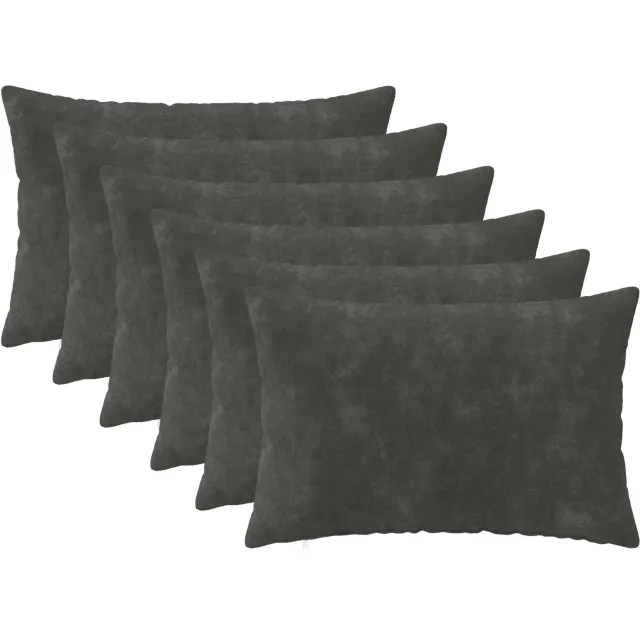 vidaXL Kussensloop 6 st HEERLEN Antraciet 50 x 80 cm Microfiber Fleece Anthraciet