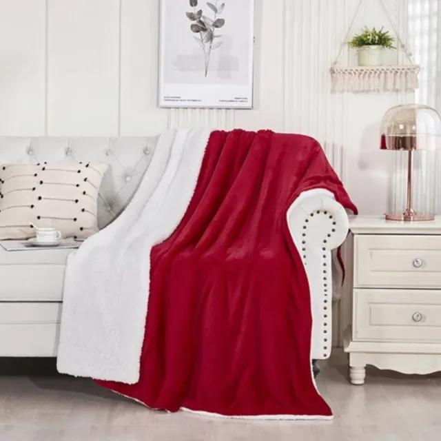 Livano Deken - Pluche - Wollen - Dekentje - Fleece - Plaid - Knuffeldeken - Bank Deken - 2 Persoons Extra Groot - Rood