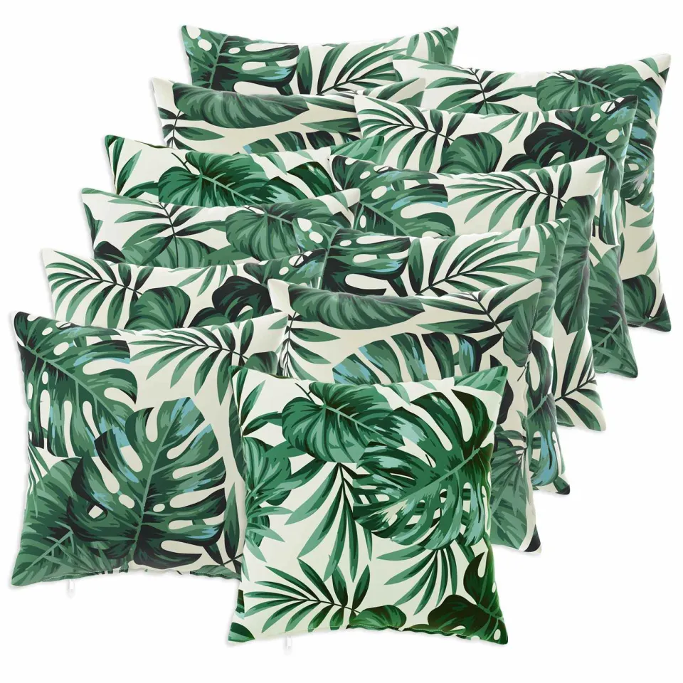 vidaXL Kussensloop 12 st HEERLEN Bladpatroon 40 x 40 cm Polyester groen, foto 3