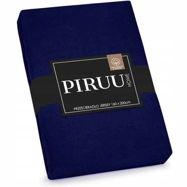 PIRUU HOME Jersey Hoeslaken met Elastiek - Zacht Katoen - Marineblauw