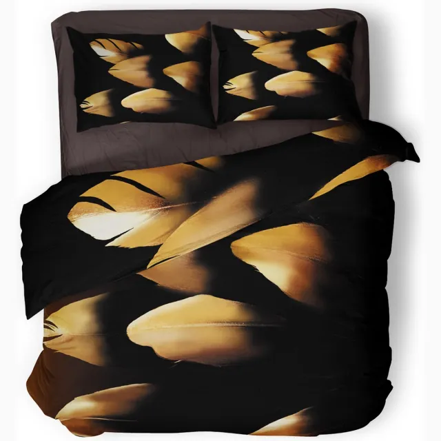 Eleganzzz Dekbedovertrek Elegant Feather - zwart - Dekbedovertrek 240x200/220cm - Micropercal - Lits Jumeaux - Dekbedovertrekken - Veren Dekbedovertrek