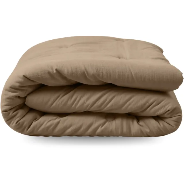 Zelesta Japandibed Katoen Mousseline - Dekbed zonder overtrek katoen - Wasbaar dekbed - Met vaste overtrek - Brown - 200x200cm