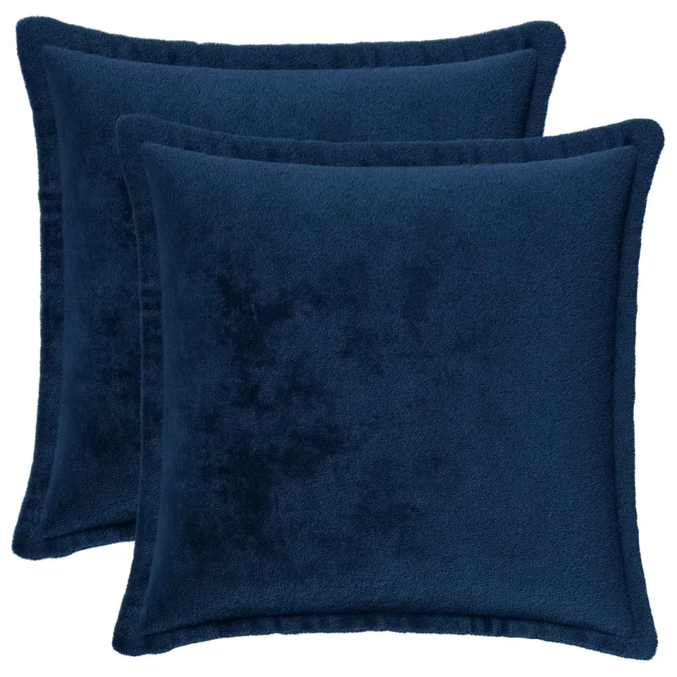 vidaXL Kussensloop 2 st HOUTEN Marineblauw 30 x 30 cm Flanel, foto 3