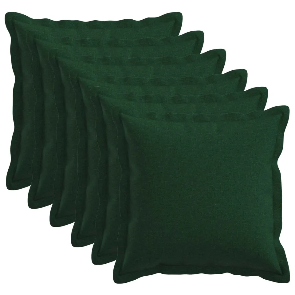 vidaXL Kussensloop 6 st HOUTEN Donkergroen 30 x 30 cm Faux Linnen groen, foto 3