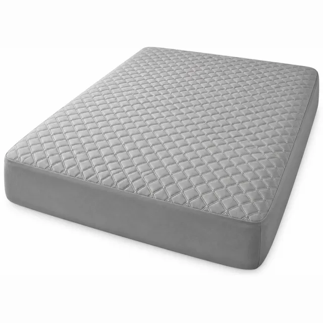 SWGOTA Waterdichte matrasbeschermer 90 x 200 cm - Lichtgrijs met dubbel ruitstiksel - Hoeslakenvorm voor matrassen van 5-30 cm dik - Polyester - 1 stuk