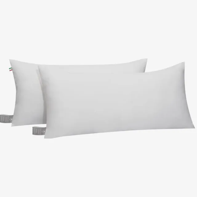 Fam Home Zachte Microvezel Kussen 50x80 cm Set van 2 Optimale Steun Voor Nek En Hoofd Hypoallergeen Machinewasbaar En Droogbaar Wit