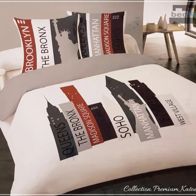 Better Nights Luxe katoenen 2-Persoonsdekbedovertrek Building 240x220 wit