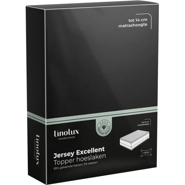 Linolux Jersey Excellent 250 g Topperhoeslaken 140-160x200-220 - Zwart Black
