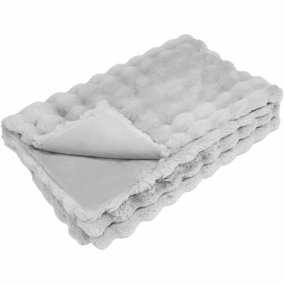 vidaXL Antislip deken van imitatie konijnenbont OLITE Grijs
