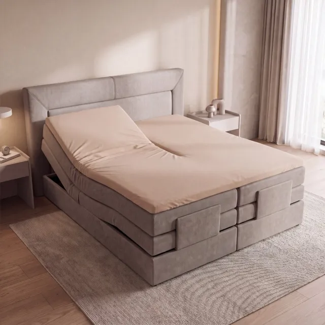 Saphira COMFORT Split Topper Hoeslaken – Jersey – Beige – 180-200x200/220 cm – 100% Katoen – 160 GSM – Matrashoogte 10-25 cm – 360° Elastiek