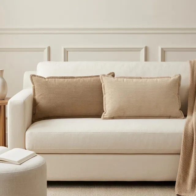 vidaXL Kussensloop 2 st HOUTEN Taupe 40 x 70 cm corduroy
