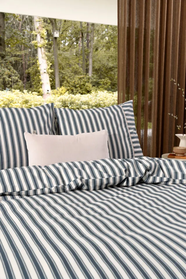Walra Refined Lines dekbedovertrek katoen blauw, foto 2
