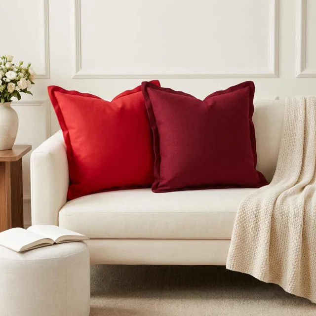 vidaXL Kussensloop 12 st HOUTEN Rood 50 x 50 cm Faux Linnen