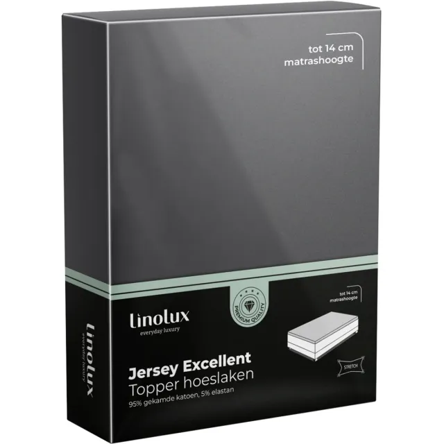 Linolux Hoeslaken Topper Jersey Excellent Dark Grey 140x200 t/m 160x220