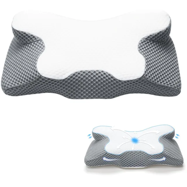 OKWISH Traagschuim Kussen - Hoofdkussen - Orthopedisch Kussen - Zijslaper Kussen - Ergonomisch Kussen - Grijs