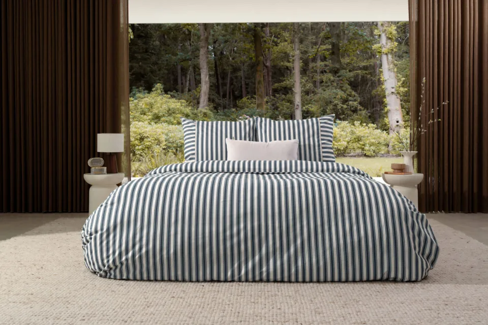 Walra Refined Lines dekbedovertrek katoen blauw, foto 3