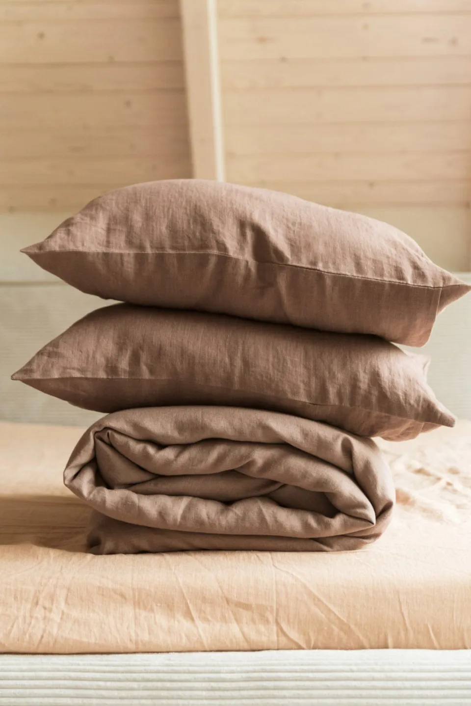 AmourLinen unisex vegan Beddengoedset Linnen Rosy Brown, foto 2