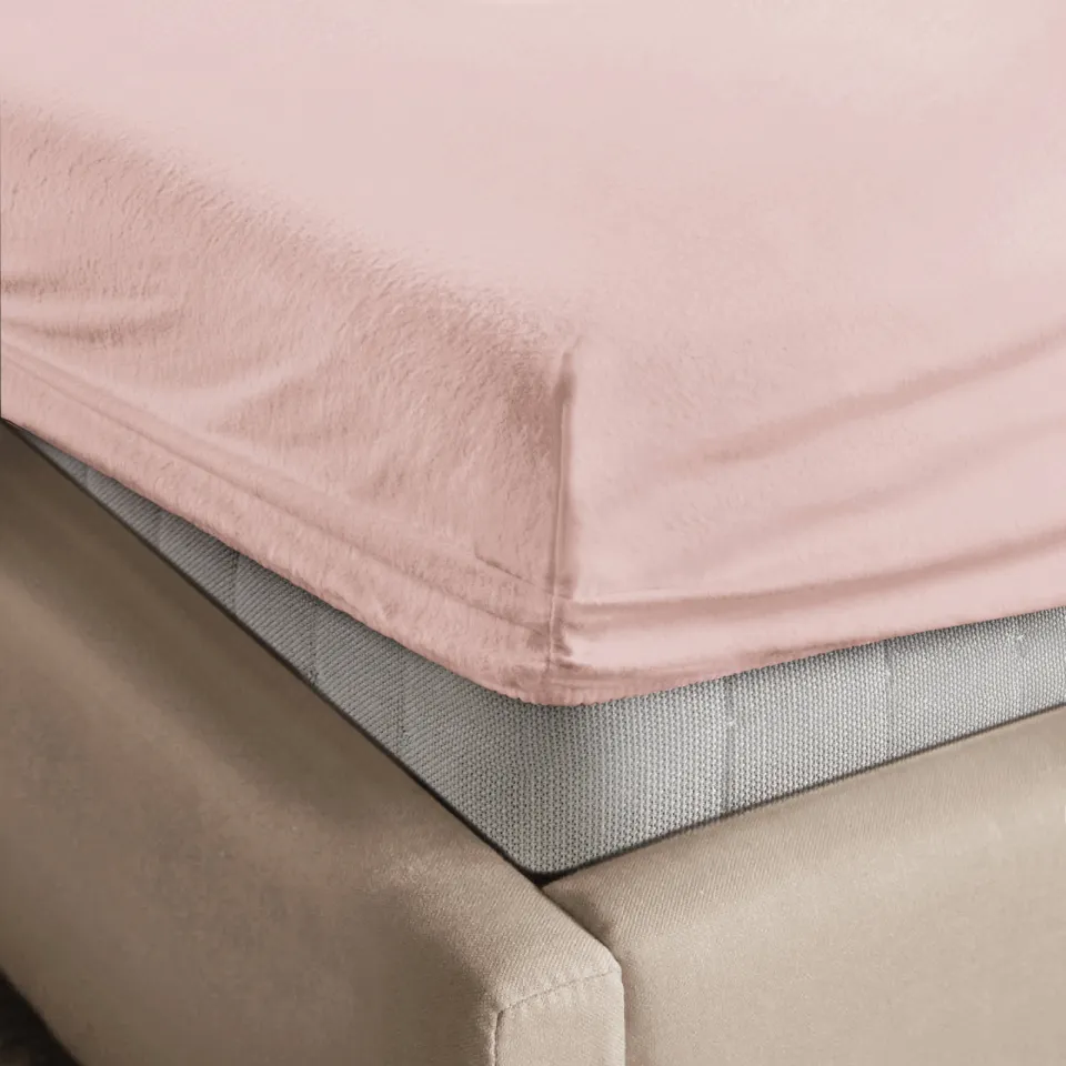 NOUS Living flanellen hoeslaken roze
