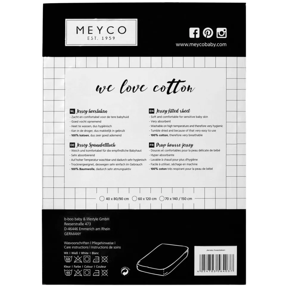 Meyco jersey kinderhoeslakenbed 70x140/150 cm wit, foto 2